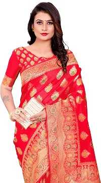 Elegant Red Silk Blend Saree with Blouse piece-thumb4