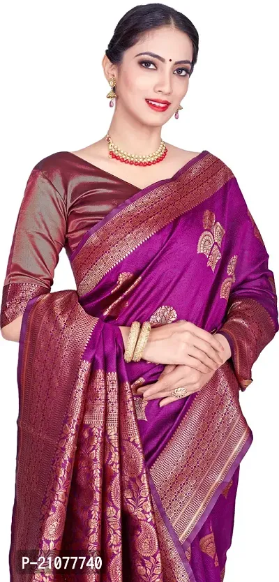 Elegant Magenta Art Silk Saree with Blouse piece-thumb3