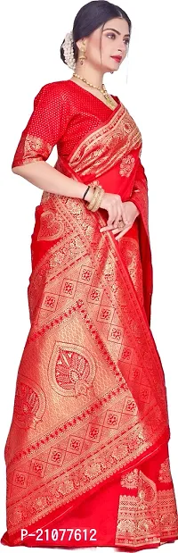 Elegant Red Silk Blend Saree with Blouse piece-thumb5