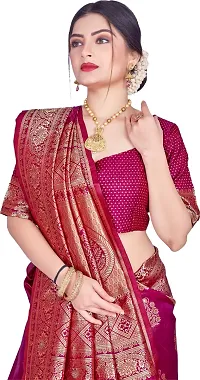 Elegant Purple Silk Blend Saree with Blouse piece-thumb2