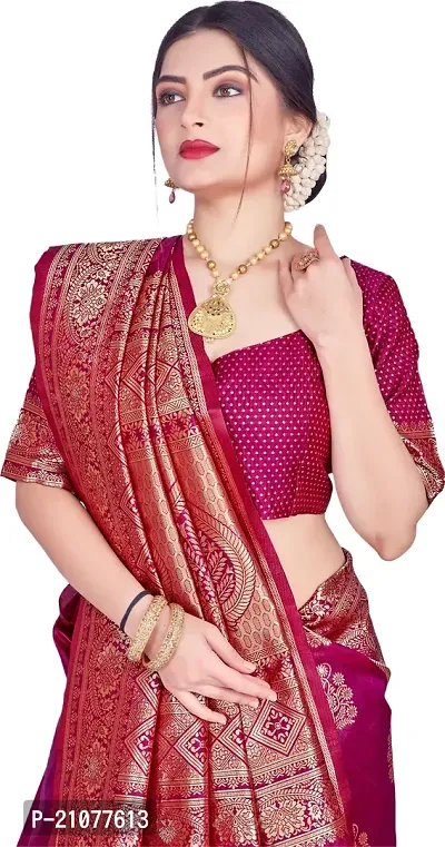 Elegant Purple Silk Blend Saree with Blouse piece-thumb3