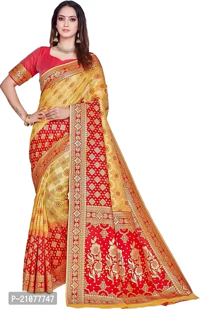 Elegant Multicoloured Cotton Silk Saree with Blouse piece-thumb0
