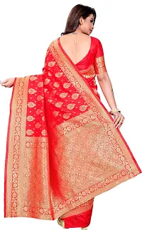 Elegant Red Cotton Blend Saree with Blouse piece-thumb3