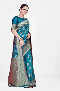 Elegant Blue Cotton Blend Saree with Blouse piece-thumb2