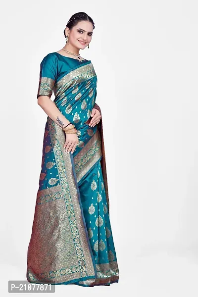 Elegant Blue Cotton Blend Saree with Blouse piece-thumb3