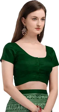 Elegant Dark Green Organza Saree with Blouse piece-thumb2