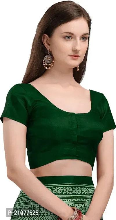 Elegant Dark Green Organza Saree with Blouse piece-thumb3