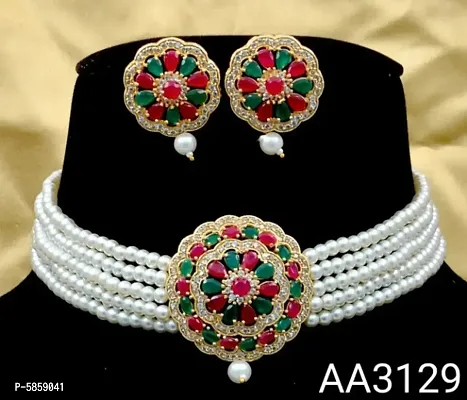 Trendy Pearl Choker with Earring for Women