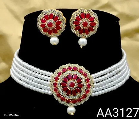 Trendy Pearl Choker with Earring for Women