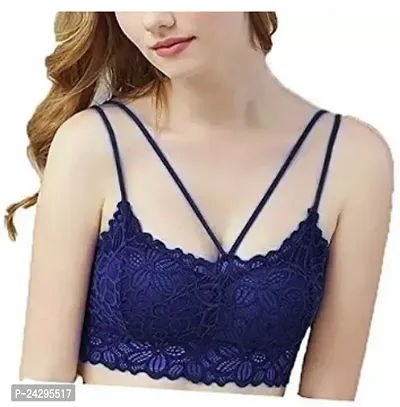 Stylish Purple Cotton Blend Lace Bras For Women