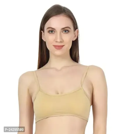 Stylish Beige Cotton Blend Solid Bras For Women