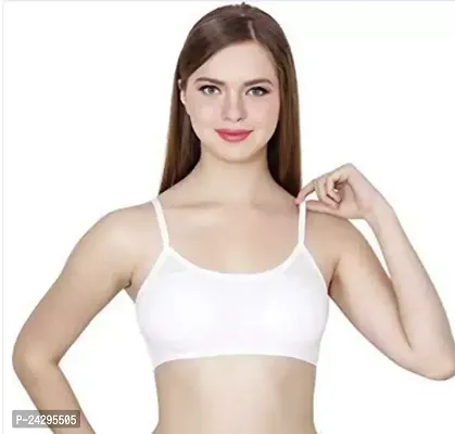 Stylish White Cotton Blend Solid Bras For Women