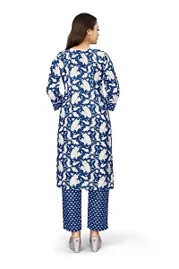 Stylish Blue Cotton Printed Kurta Bottom Set For Women-thumb3