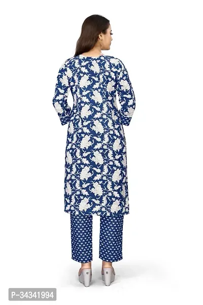 Stylish Blue Cotton Printed Kurta Bottom Set For Women-thumb4