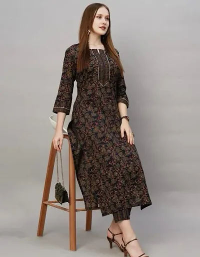 Stylish Blend Kurta Bottom Set For Women