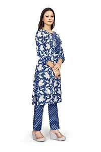 Stylish Blue Cotton Printed Kurta Bottom Set For Women-thumb2