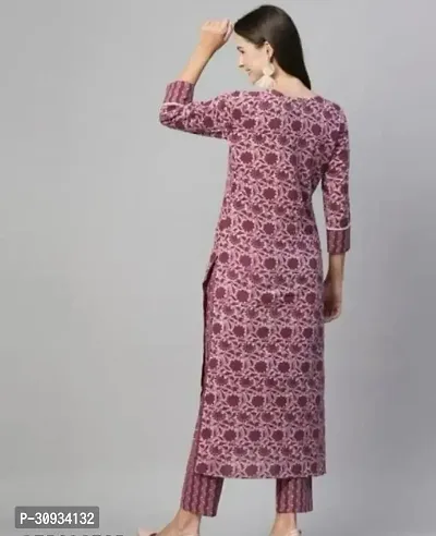 Stylish Maroon Cotton Printed Kurta With Pant Set For Women-thumb2