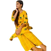 Mittal Trendz Floral Printed Cotton Kurti Set (Large, Yellow)-thumb2