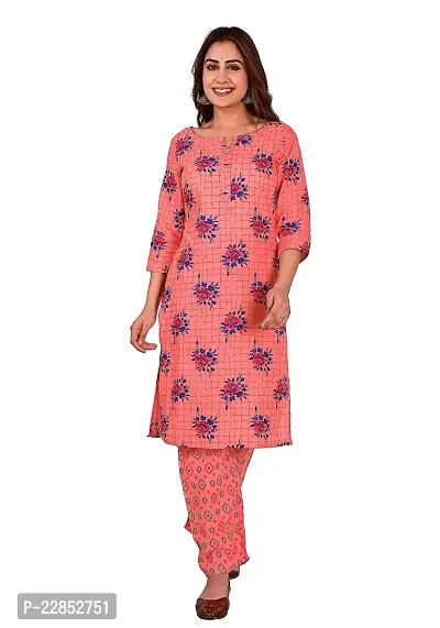 Mittal Trendz Printed Rayon Kurta Pant Set for Women - Jaipuri Kurti Pant Set - Kurta Set for Women  Girls-thumb2