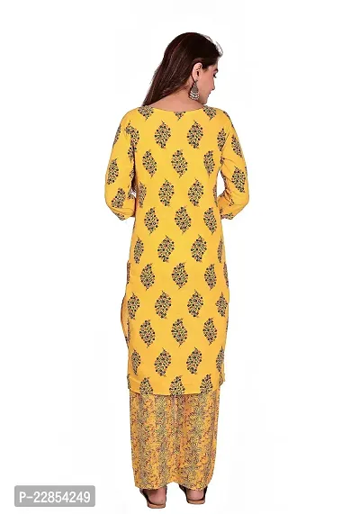 Mittal Trendz Yellow Floral Printed Cotton Kurti Pant Set for Women - Jaipuri Kurta Set - Kurta Set for Women  Girls-thumb5