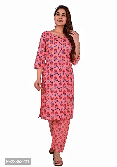 Mittal Trendz Yellow Floral Printed Cotton Kurta Pant Set for Women - Jaipuri Kurta Set - Kurta Set for Women  Girls-thumb0