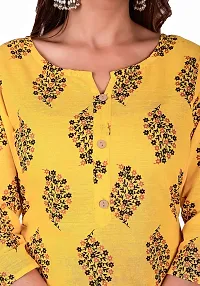 Mittal Trendz Yellow Floral Printed Cotton Kurti Pant Set for Women - Jaipuri Kurta Set - Kurta Set for Women  Girls-thumb2