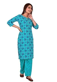 Mittal Trendz Yellow Floral Printed Cotton Kurta Pant Set for Women - Jaipuri Kurta Set - Kurta Set for Women  Girls-thumb3