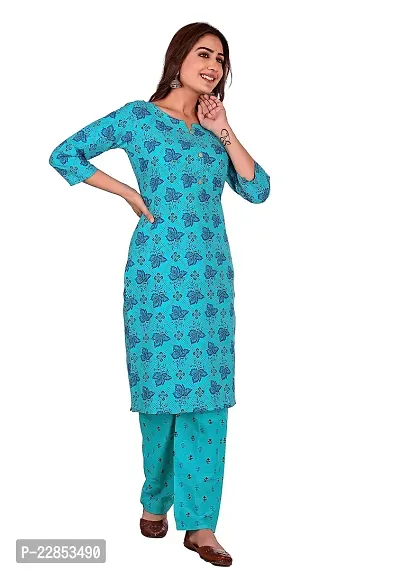 Mittal Trendz Yellow Floral Printed Cotton Kurta Pant Set for Women - Jaipuri Kurta Set - Kurta Set for Women  Girls-thumb4