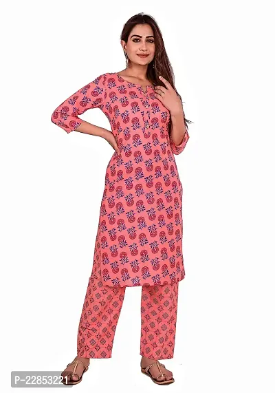 Mittal Trendz Yellow Floral Printed Cotton Kurta Pant Set for Women - Jaipuri Kurta Set - Kurta Set for Women  Girls-thumb2