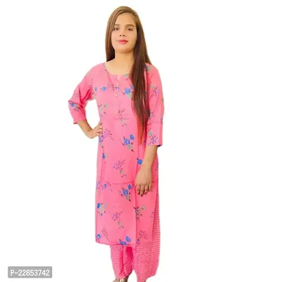 Mittal Trendz Rayon Kurti Set for Women (Medium, Pink)