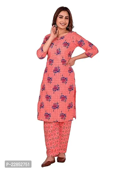 Mittal Trendz Printed Rayon Kurta Pant Set for Women - Jaipuri Kurti Pant Set - Kurta Set for Women  Girls-thumb0