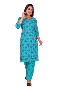 Mittal Trendz Yellow Floral Printed Cotton Kurta Pant Set for Women - Jaipuri Kurta Set - Kurta Set for Women  Girls-thumb1