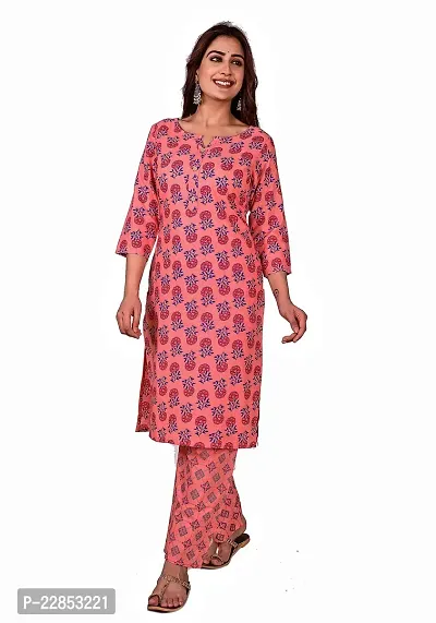 Mittal Trendz Yellow Floral Printed Cotton Kurta Pant Set for Women - Jaipuri Kurta Set - Kurta Set for Women  Girls-thumb4