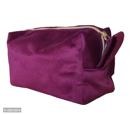 Bridester Purple Velvet Vanity case With GOLD ZIPPER