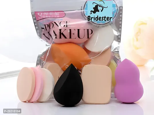 Bridester 6-in-1 Beauty Blender Sponge for Face Makeup with Cotton Pad | Beauty Sponge is set for all Skin Types - Soft, Latex-Free, Reusable  washable (Multi-color)