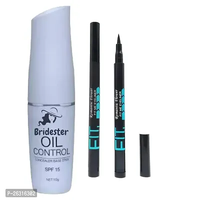 Bridester london Oil Control Concealer Shade 02 Concealer with free fit me Waterproof Eyeliner