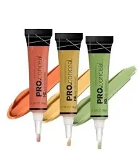 Bridester Pro Conceal (Concealer) corrector for Face Makeup,under eye Orange Corrector, Yellow and Green-thumb1