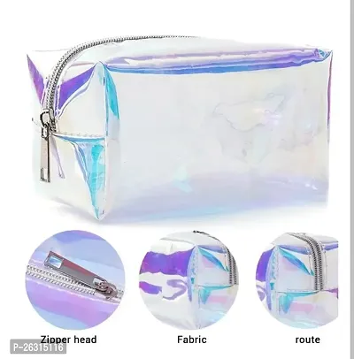 Holographic 2 Pieces Makeup Bag - Clear Makeup Bag for Women - Travel Clear Cosmetic Bag - Waterproof Large Clear Makeup Pouch with Zipper-thumb3