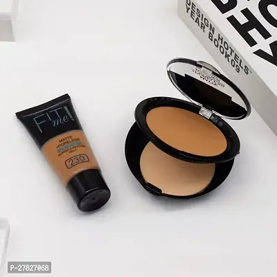 Fit Me compact Powder that Protects Skin from Sun, Absorbs Oil, plus Liquid Foundation, Matte  Poreless, Full Coverage Blendable Normal to Oily Skin (pack of 2)