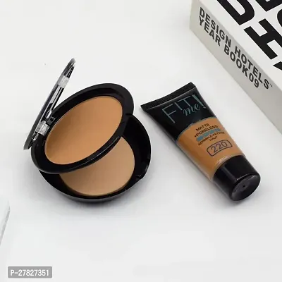 Fit Me compact Powder that Protects Skin from Sun, Absorbs Oil, plus Liquid Foundation, Matte  Poreless, Full Coverage Blendable Normal to Oily (pack of 2)