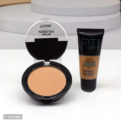 Fit Me compact Powder that Protects Skin from Sun, Absorbs Oil, plus Liquid Foundation, Matte  Poreless, Full Coverage Blendable Normal to Oily (pack of 2 pcs)-thumb0