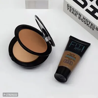 Fit Me compact Powder that Protects Skin from Sun, Absorbs Oil, plus Liquid Foundation, Matte  Poreless, Full Coverage Blendable Normal to Oily ( 2 pcs)