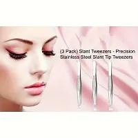 bridester 2 pcs Stainless Steel Flat Tip Tweezers For Women Eyebrow Tweezers For Hair And Eyebrows Personal Care-thumb3