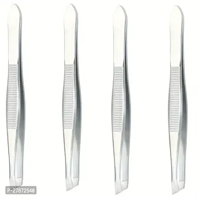 bridester 4 pcs Stainless Steel Flat Tip Tweezers For Women Eyebrow Tweezers For Hair And Eyebrows Personal Care-thumb0