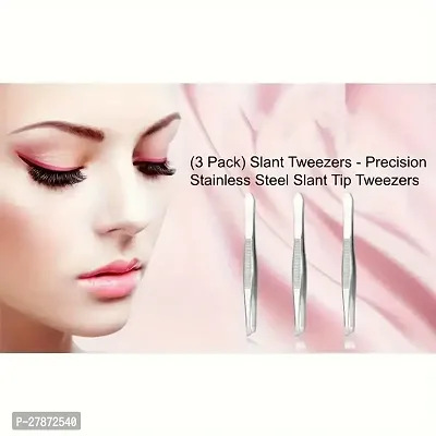 bridester 4 pcs Stainless Steel Flat Tip Tweezers For Women Eyebrow Tweezers For Hair And Eyebrows Personal Care-thumb4