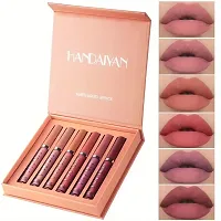 bridester 6pcs handaiyan Liquid Lipstick Set, Smudge Proof Non Sticky Lip Gloss Set, Satin Texture Plumping Lip Glaze Valentine's Day  (SET-1)-thumb1