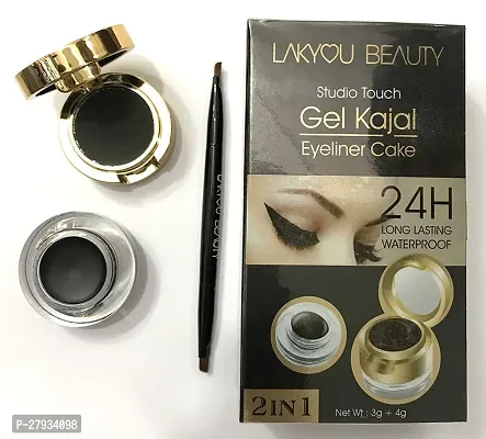 bridester Beauty 2 in 1 Studio Touch Gel Kajal With Eyeliner Cake 24 Hours Long Lasting Waterproof (PACK OF 1)