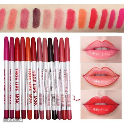 menow True Lips Lip Liner Pencil, Velvet Finish  Set of 12 Multicolor