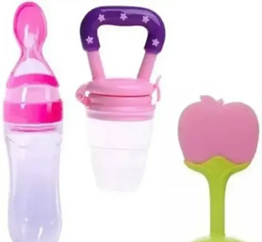 Baby Spoon Feeder With Vegetable Fruit Nibbler And Teether (Pack Of 3)