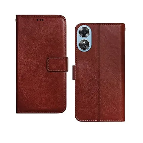 India Premium Leather Flip Cover Oppo A17